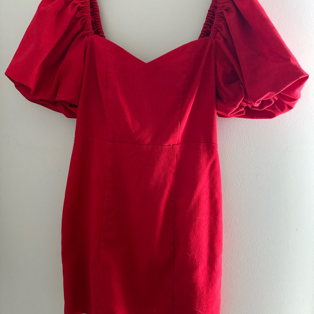 Francesca’s Red Mini Dress with Puff Sleeves